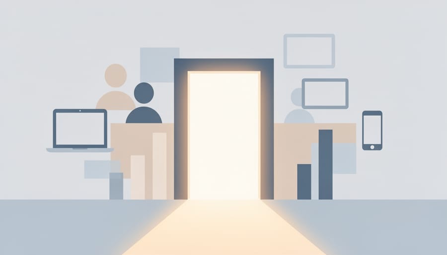 Hand reaching toward a glowing open-door light symbolizing online accessibility