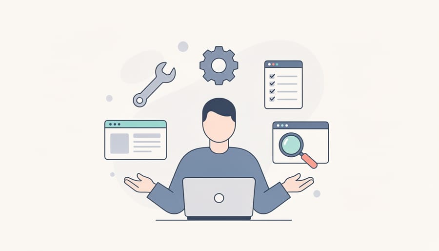 Hands holding a smartphone near a laptop and resumes on a desk representing job search